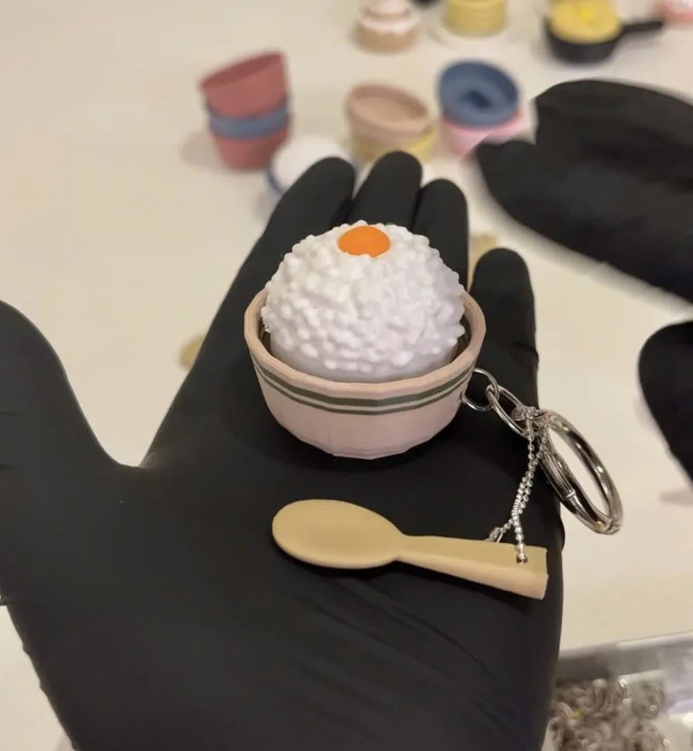 MINI RICE BOWL CLICKER KEYCHAIN