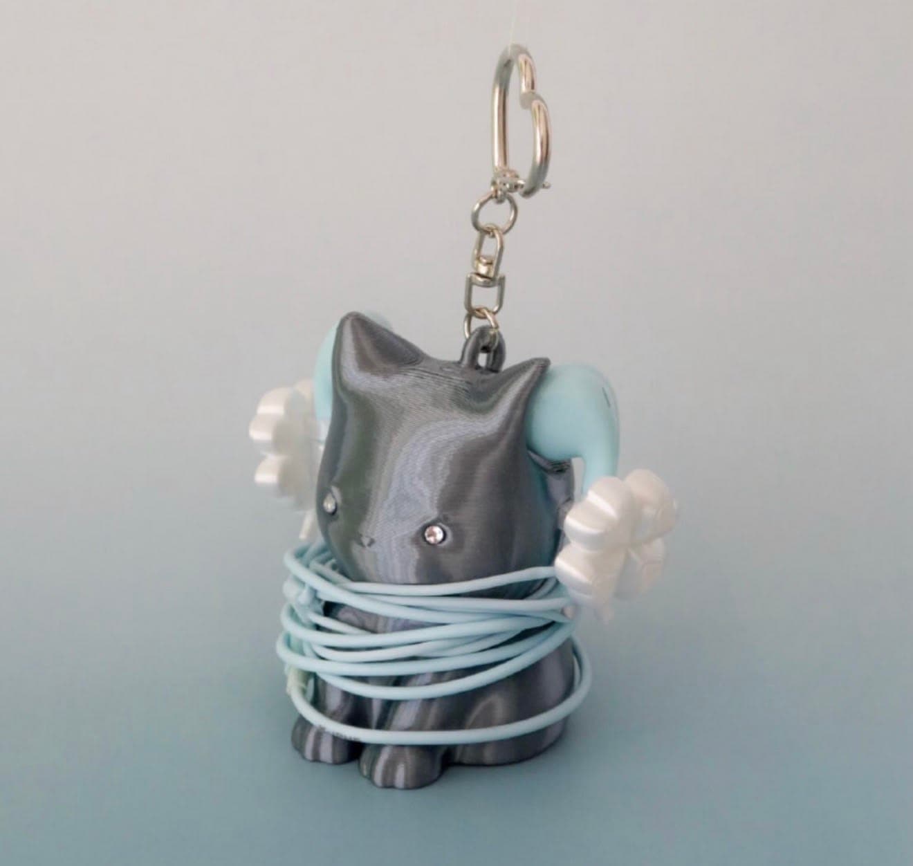 Case quấn tai nghe con mèo kèm charm